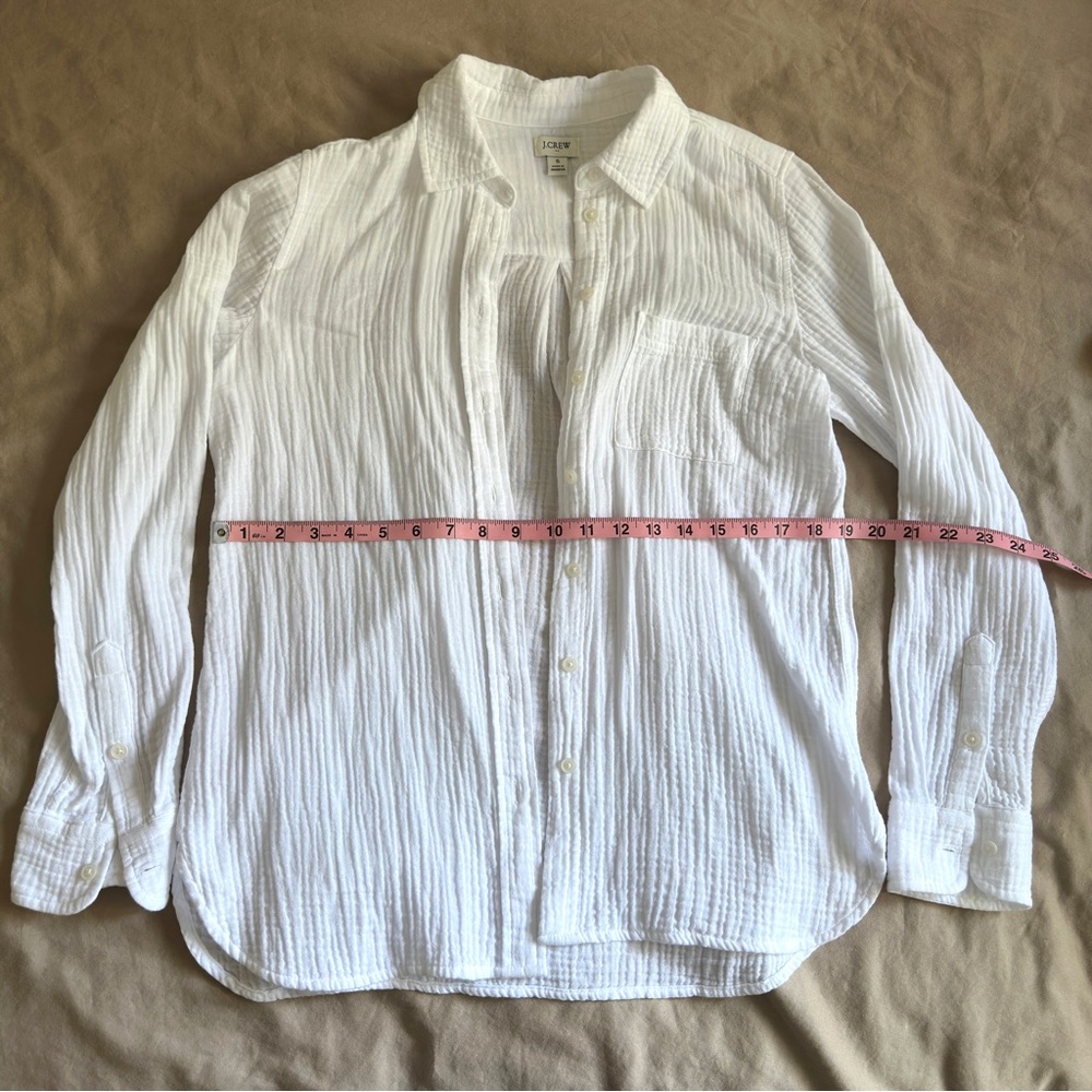 J CREW Factory 100% Cotton White Gauze Button Down Shirt - Picture 3 of 5